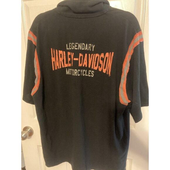 Harley Davidson Polo Shirt Short Sleeve Black Motorcycle Mens XL - Picture 2 of 7